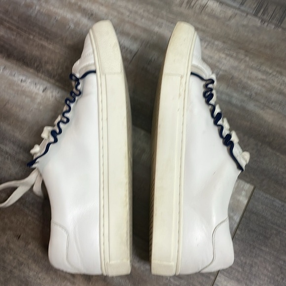 Tory Burch Sport Ruffle Sneaker White Navy Casual Athleisure Low-Top Leather 8 - Picture 12 of 14